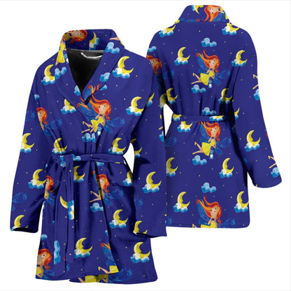 Fairy with Moon Print Pattern Women Bath Robe-JTAMIGO.COM