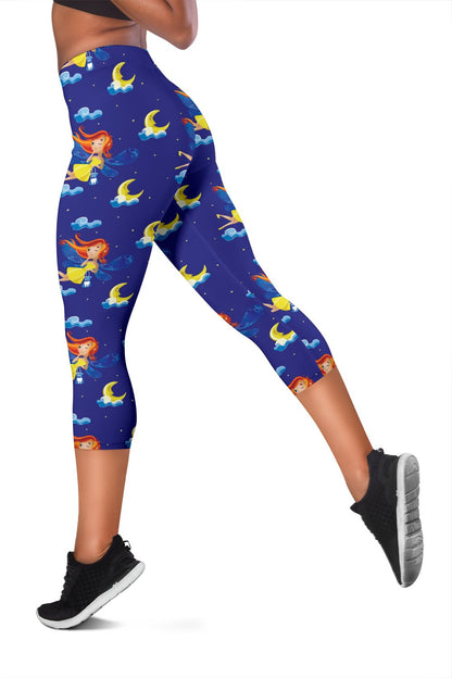 Fairy with Moon Print Pattern Women Capris
