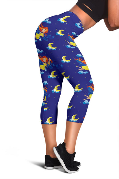 Fairy with Moon Print Pattern Women Capris