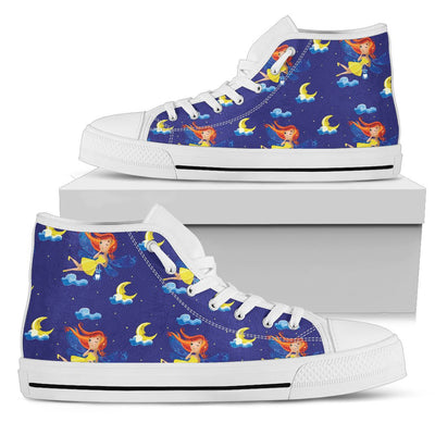 Fairy with Moon Print Pattern Women High Top Shoes