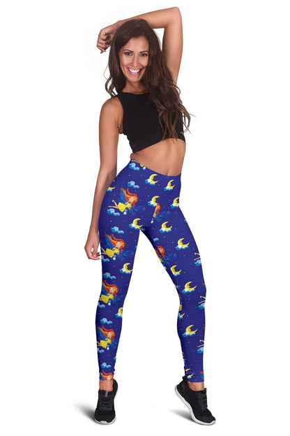 Fairy with Moon Print Pattern Women Leggings