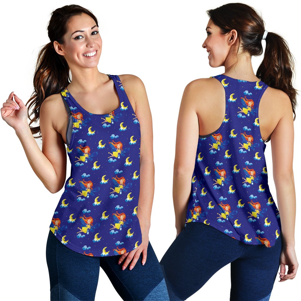 Fairy with Moon Print Pattern Women Racerback Tank Top