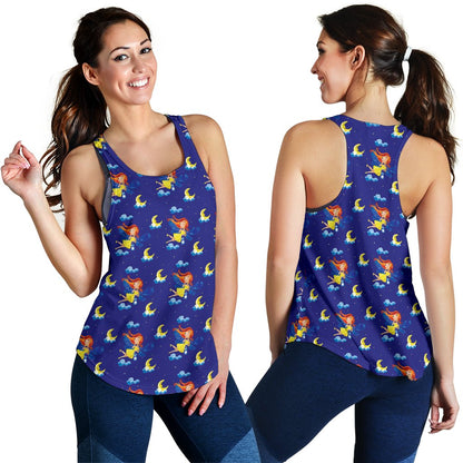 Fairy with Moon Print Pattern Women Racerback Tank Top