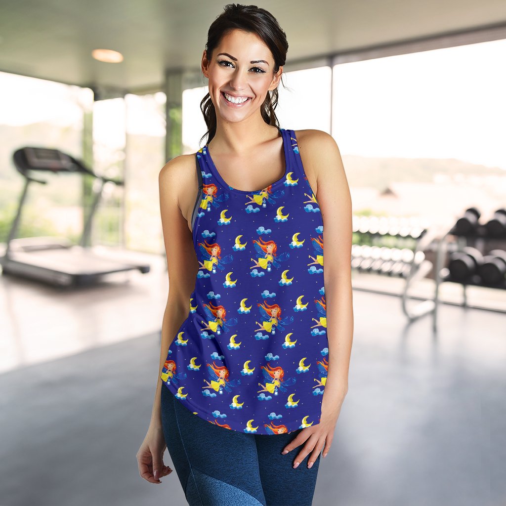Fairy with Moon Print Pattern Women Racerback Tank Top
