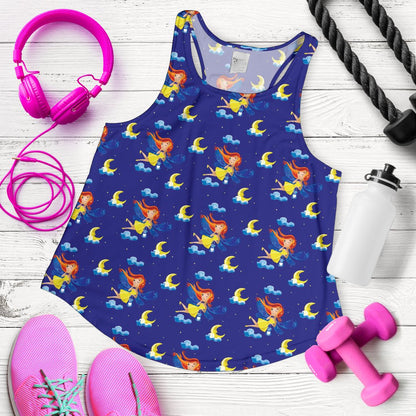 Fairy with Moon Print Pattern Women Racerback Tank Top