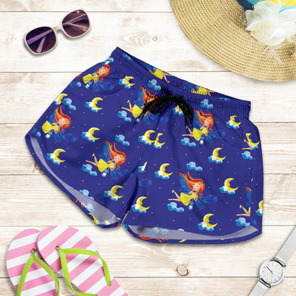 Fairy with Moon Print Pattern Women Shorts-JTAMIGO.COM