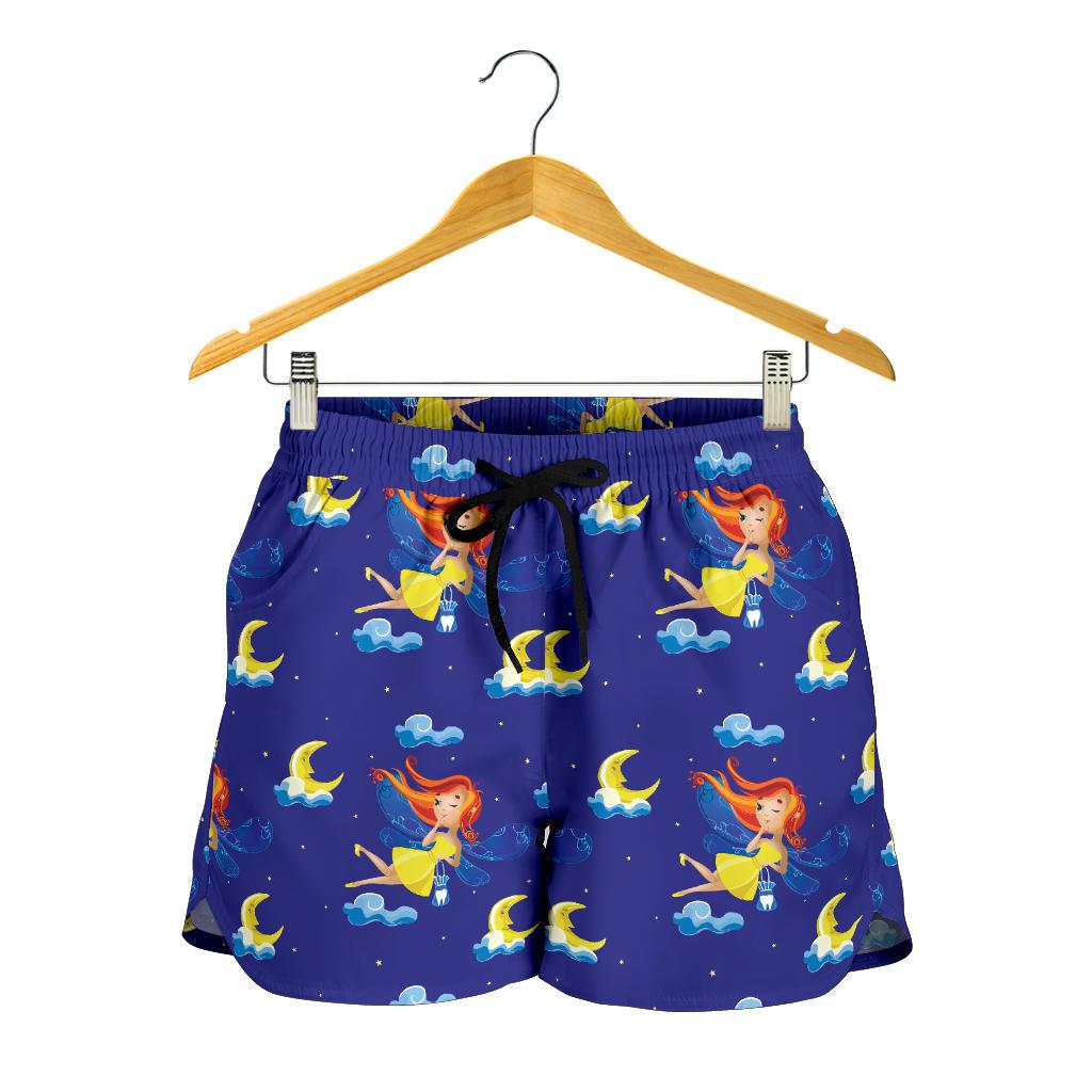 Fairy with Moon Print Pattern Women Shorts-JTAMIGO.COM