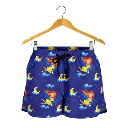 Fairy with Moon Print Pattern Women Shorts-JTAMIGO.COM