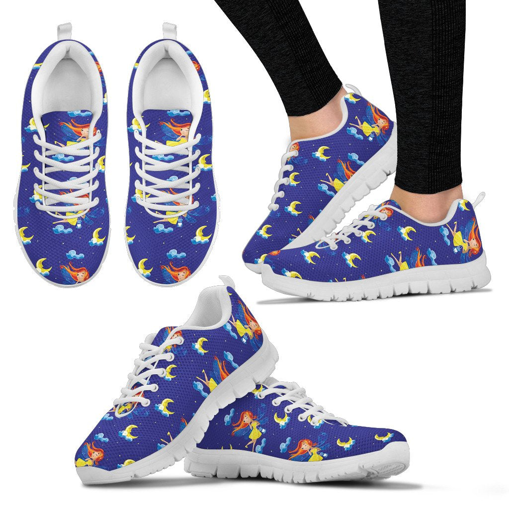 Fairy With Moon Print Pattern Women Sneakers Shoes