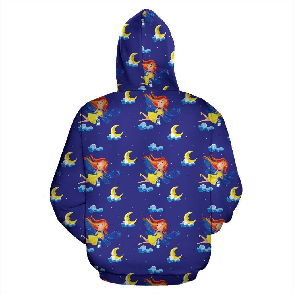 Fairy with Moon Print Pattern Zip Up Hoodie