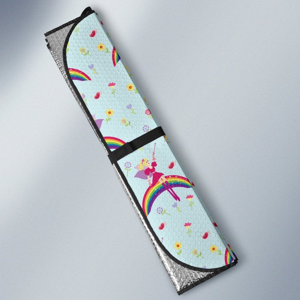 Fairy with Rainbow Print Pattern Car Sun Shade For Windshield