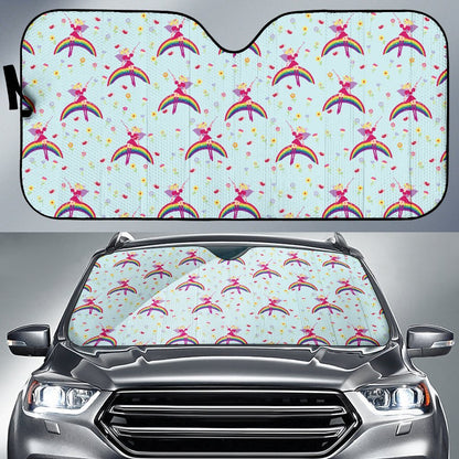 Fairy with Rainbow Print Pattern Car Sun Shade For Windshield