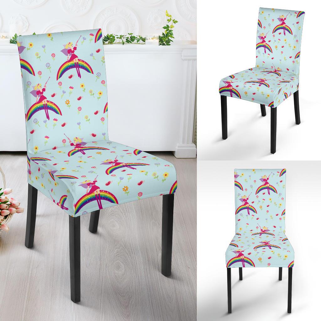 Fairy with Rainbow Print Pattern Dinning Chair Slipper-JTAMIGO.COM