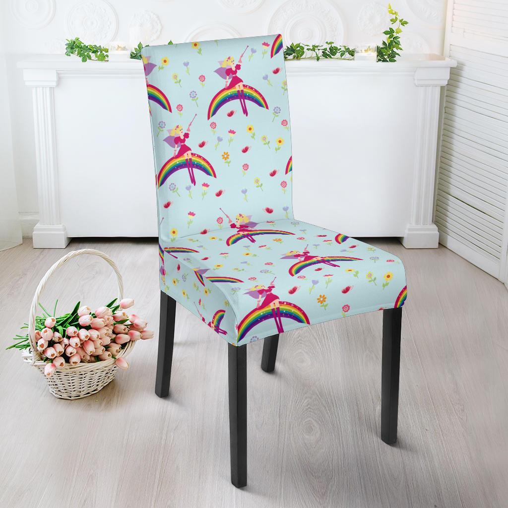 Fairy with Rainbow Print Pattern Dinning Chair Slipper-JTAMIGO.COM
