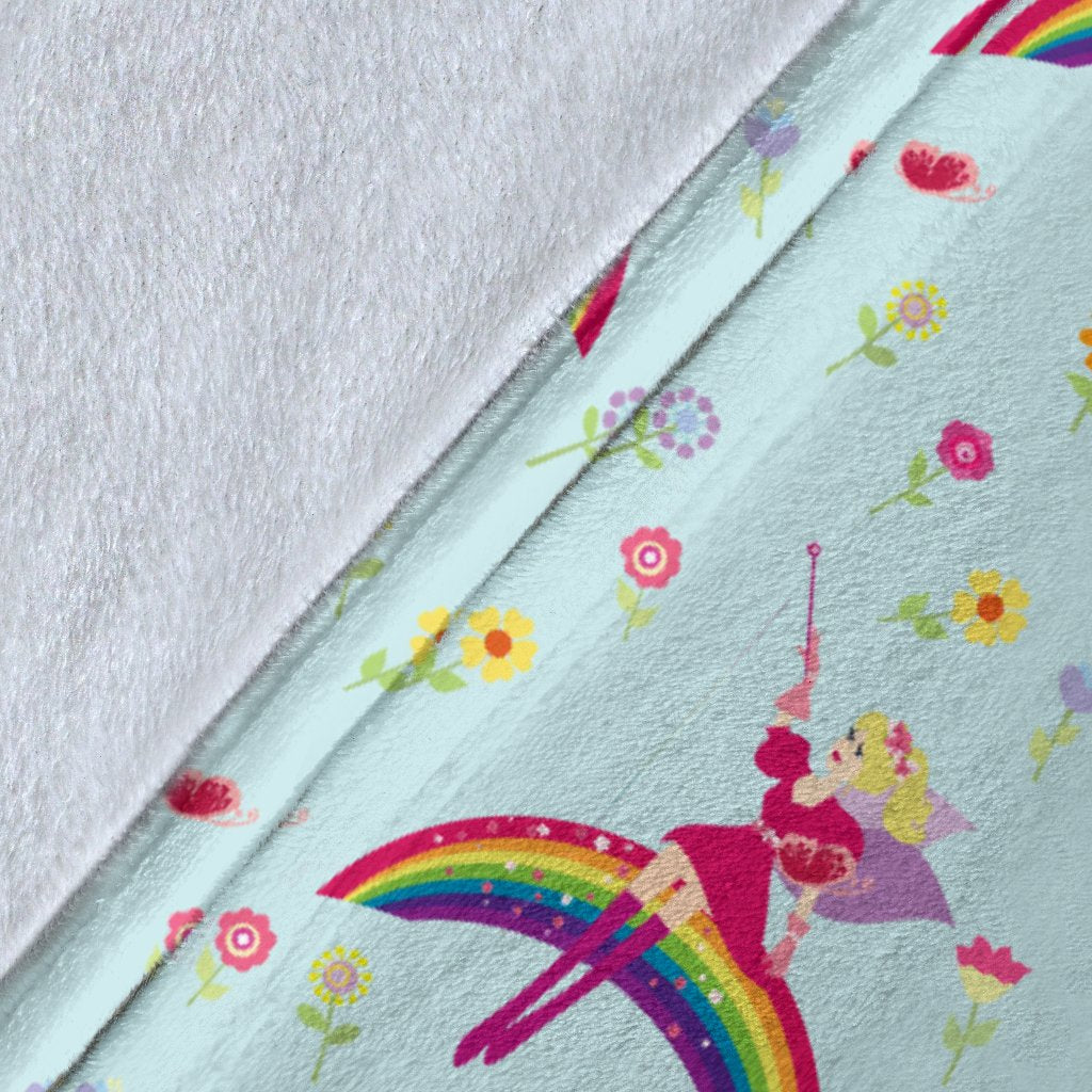 Fairy With Rainbow Print Pattern Fleece Blanket