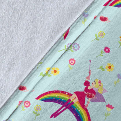Fairy With Rainbow Print Pattern Fleece Blanket