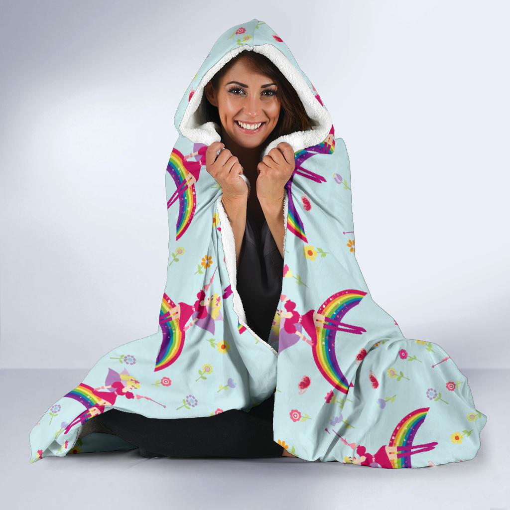 Fairy with Rainbow Print Pattern Hooded Blanket-JTAMIGO.COM