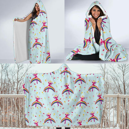 Fairy with Rainbow Print Pattern Hooded Blanket-JTAMIGO.COM