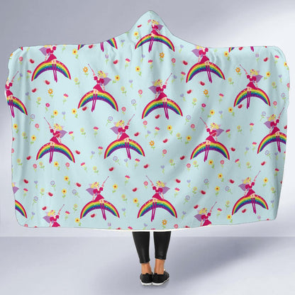 Fairy with Rainbow Print Pattern Hooded Blanket-JTAMIGO.COM