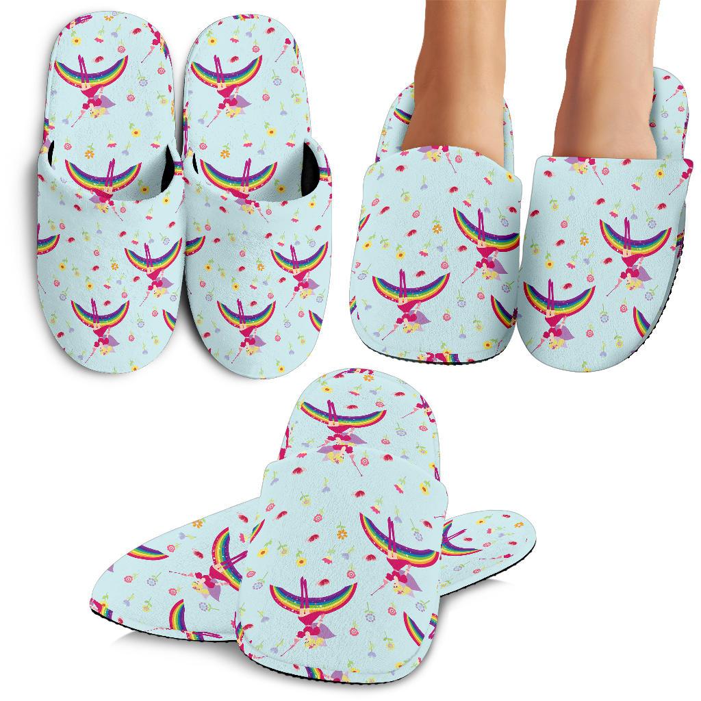 Fairy with Rainbow Print Pattern House Slippers