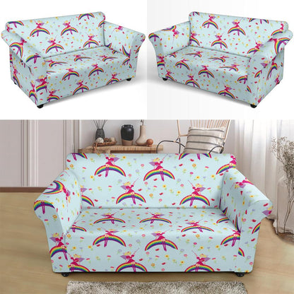 Fairy with Rainbow Print Pattern Loveseat Slipcover-JTAMIGO.COM