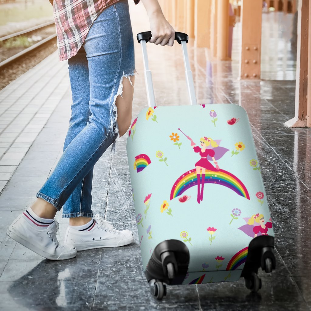 Fairy with Rainbow Print Pattern Luggage Cover Protector