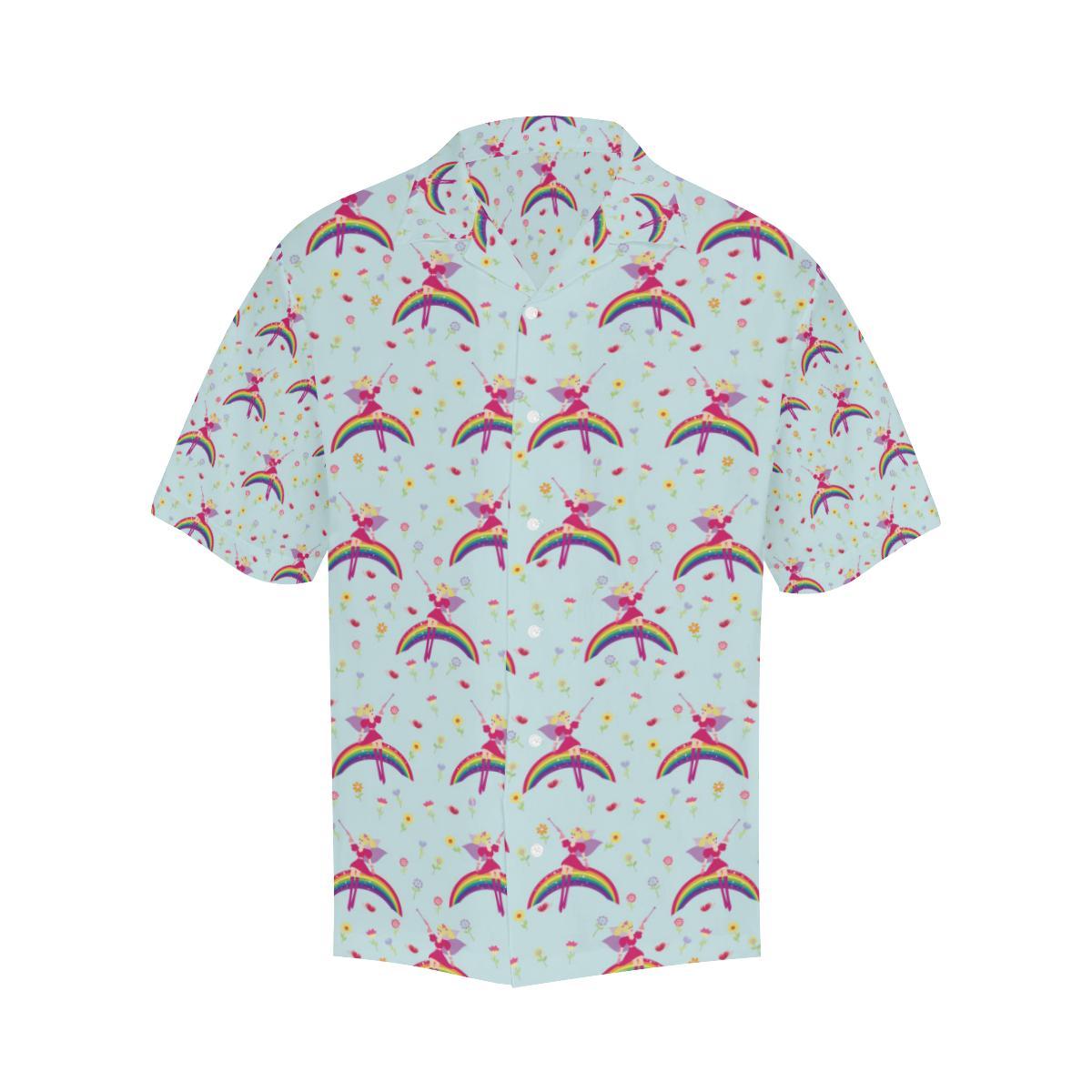Fairy with Rainbow Print Pattern Men Aloha Hawaiian Shirt
