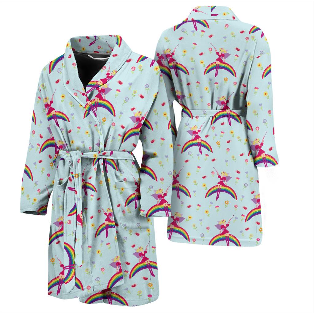 Fairy with Rainbow Print Pattern Men Bath Robe-JTAMIGO.COM