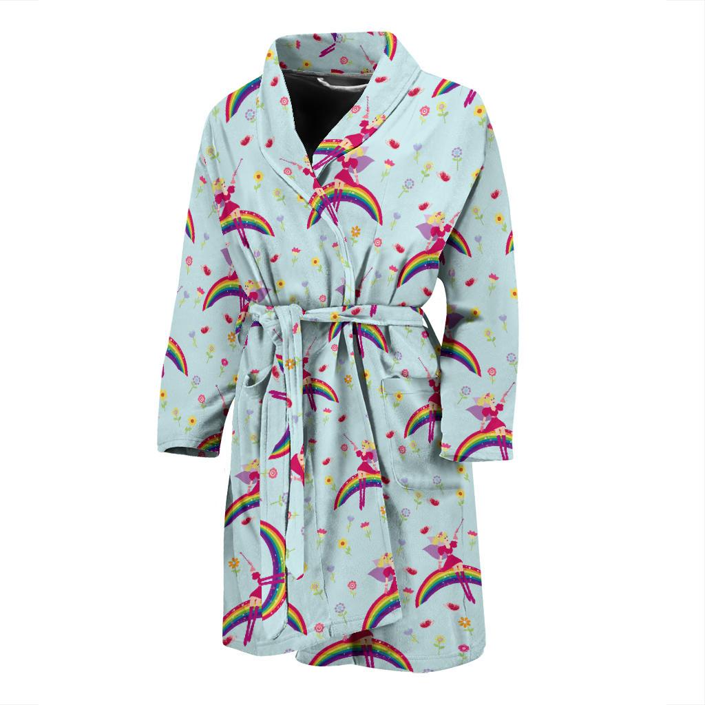 Fairy with Rainbow Print Pattern Men Bath Robe-JTAMIGO.COM