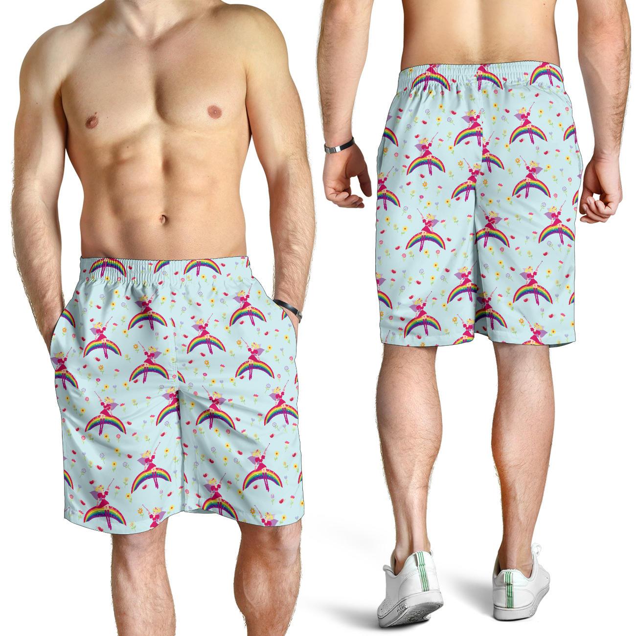 Fairy with Rainbow Print Pattern Mens Shorts-JTAMIGO.COM