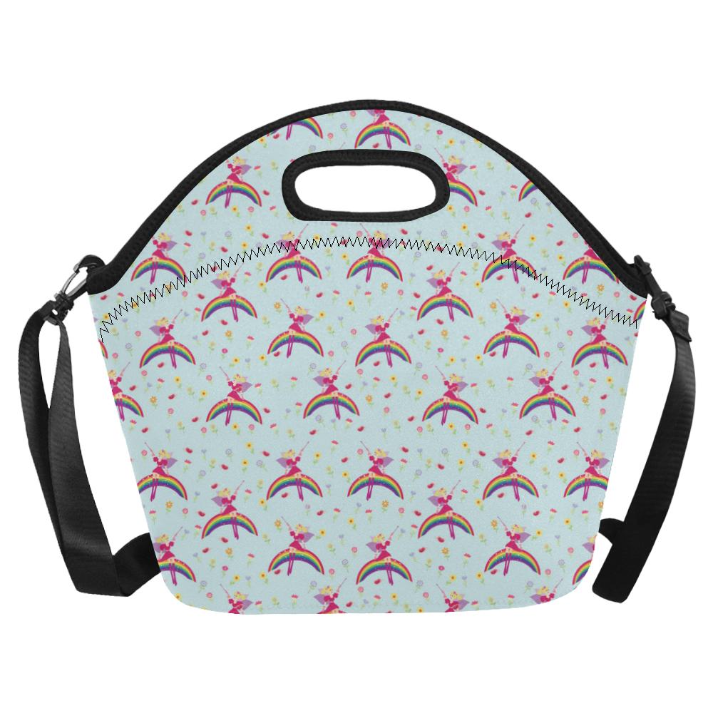 Fairy with Rainbow Print Pattern Neoprene Lunch Bag (Model 1669)(Large)-JTAMIGO.COM