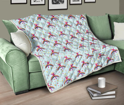 Fairy with Rainbow Print Pattern Premium Quilt-JTAMIGO.COM