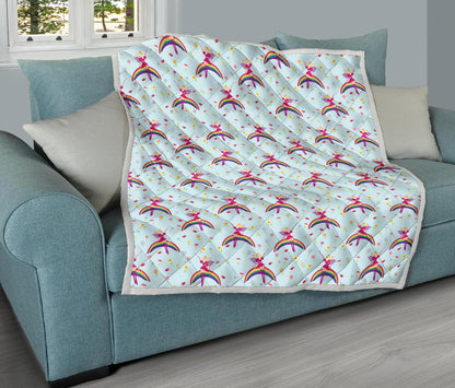 Fairy with Rainbow Print Pattern Premium Quilt-JTAMIGO.COM
