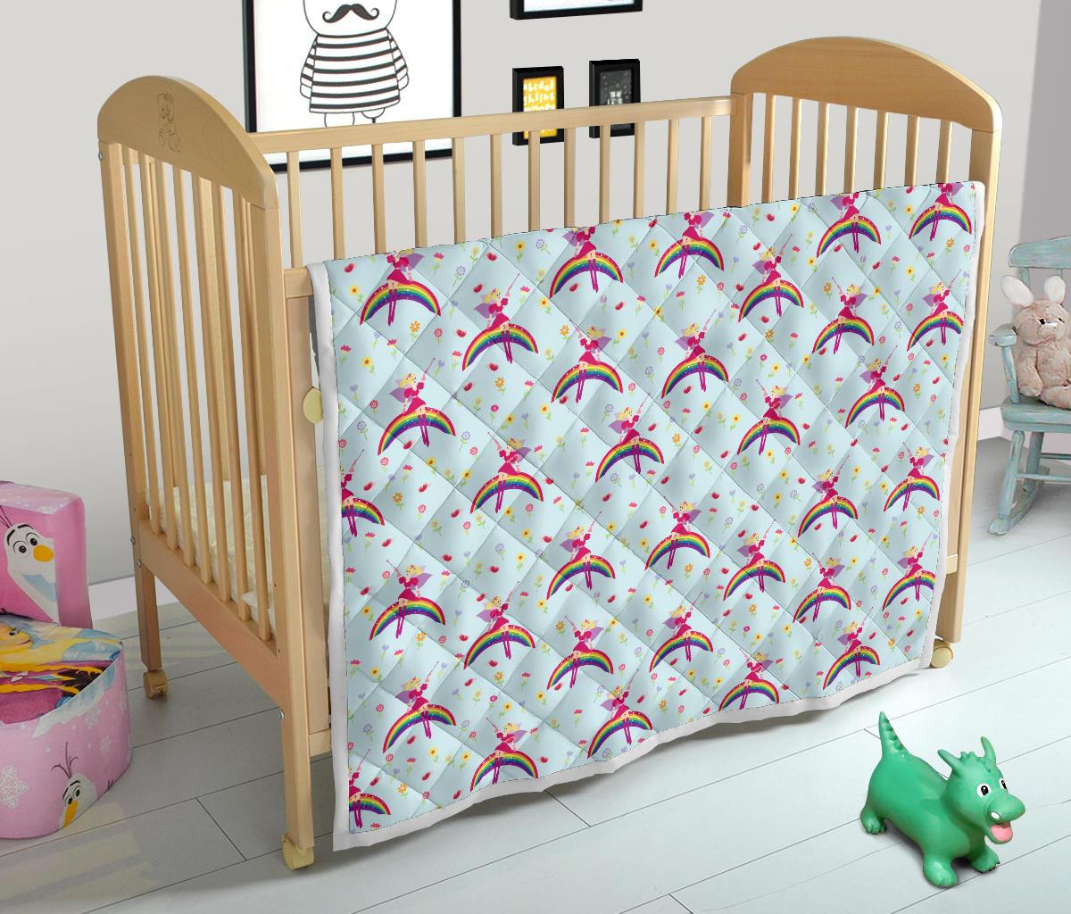 Fairy with Rainbow Print Pattern Premium Quilt-JTAMIGO.COM