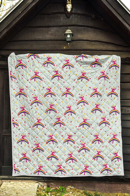 Fairy with Rainbow Print Pattern Premium Quilt-JTAMIGO.COM