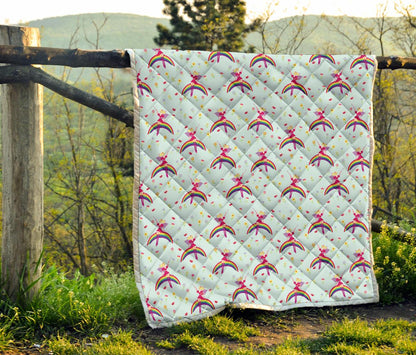 Fairy with Rainbow Print Pattern Premium Quilt-JTAMIGO.COM
