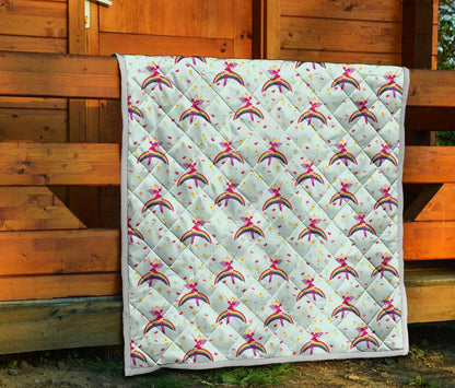 Fairy with Rainbow Print Pattern Premium Quilt-JTAMIGO.COM