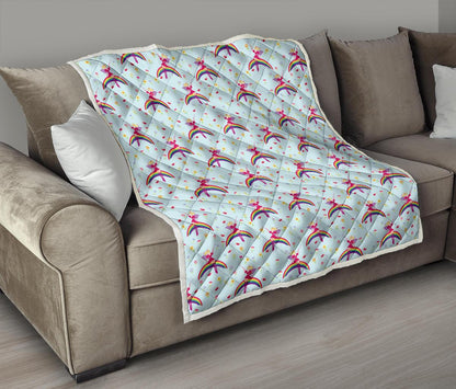 Fairy with Rainbow Print Pattern Premium Quilt-JTAMIGO.COM