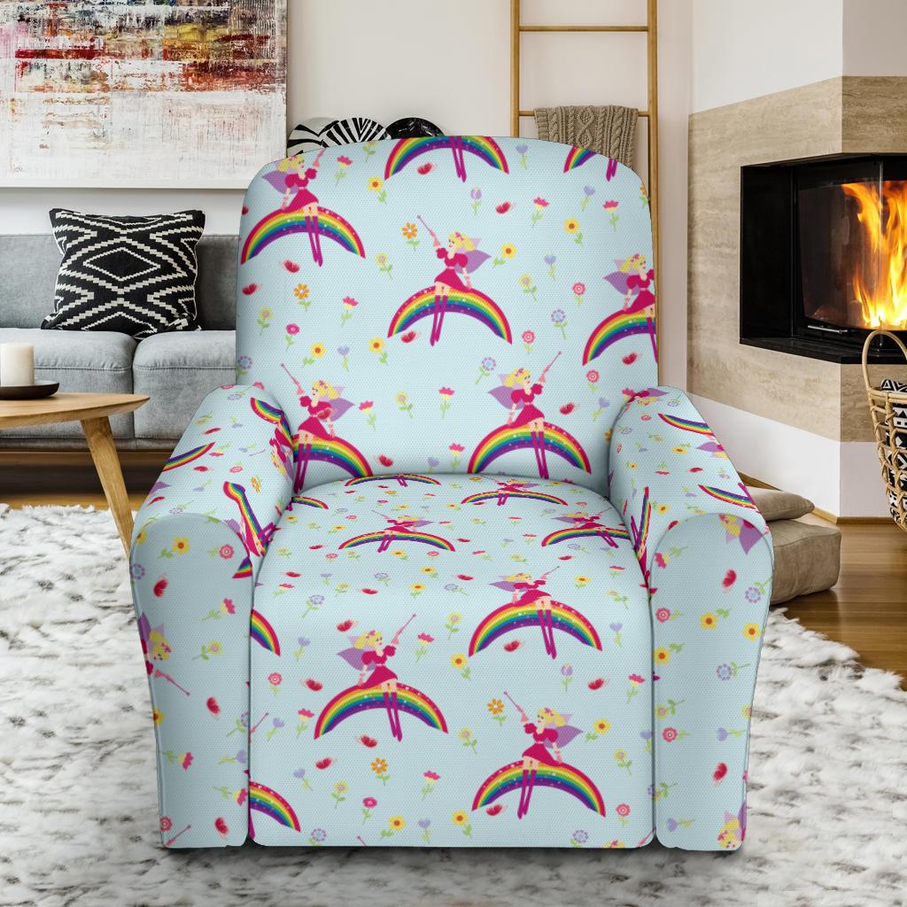 Fairy with Rainbow Print Pattern Single Sofa Slipcover -JTAMIGO.COM