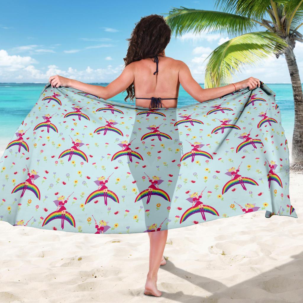 Fairy with Rainbow Print Pattern Sarong Pareo Wrap