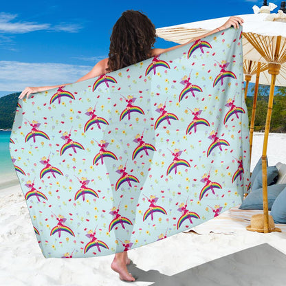 Fairy with Rainbow Print Pattern Sarong Pareo Wrap