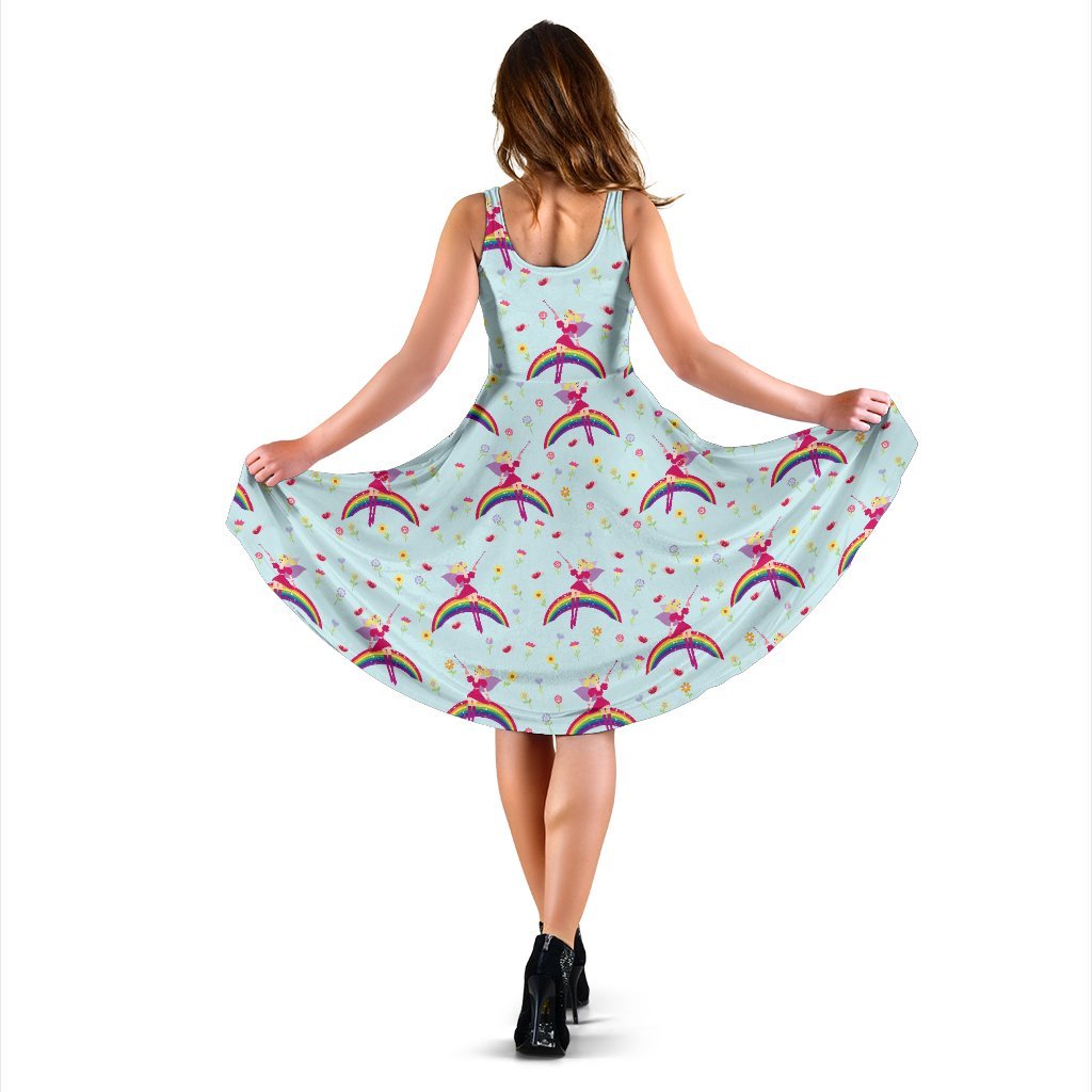 Fairy With Rainbow Print Pattern Sleeveless Dress