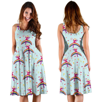 Fairy With Rainbow Print Pattern Sleeveless Dress