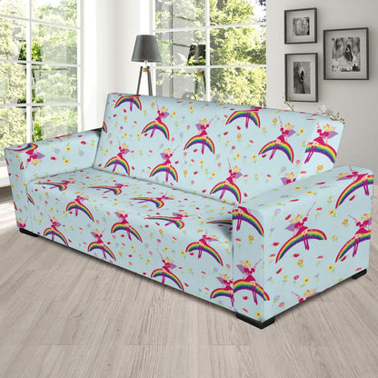 Fairy with Rainbow Print Pattern Sofa Slipcover-JTAMIGO.COM