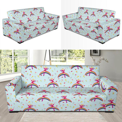 Fairy with Rainbow Print Pattern Sofa Slipcover-JTAMIGO.COM