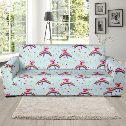 Fairy with Rainbow Print Pattern Sofa Slipcover-JTAMIGO.COM