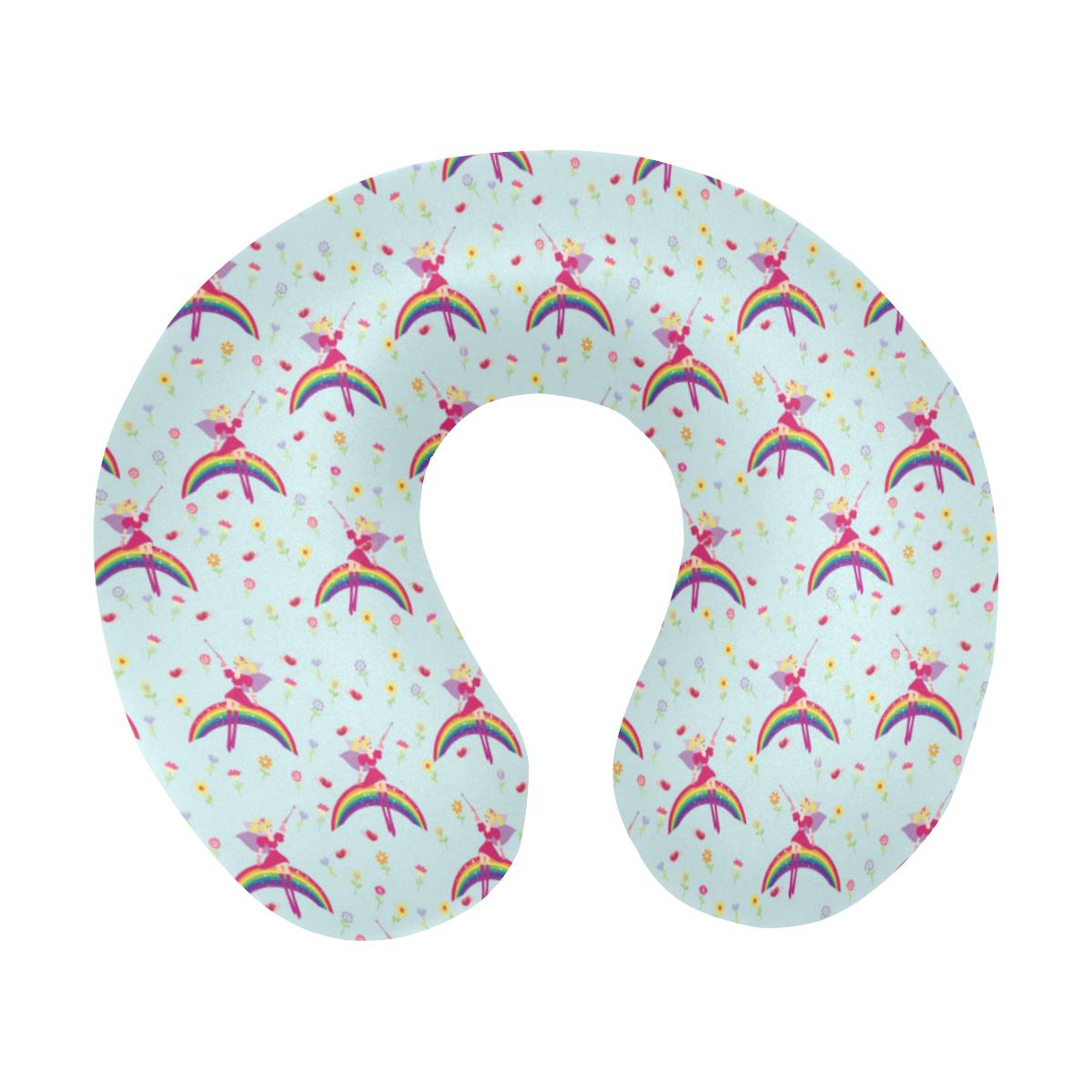 Fairy with Rainbow Print Pattern U-Shaped Travel Neck Pillow-JTAMIGO.COM