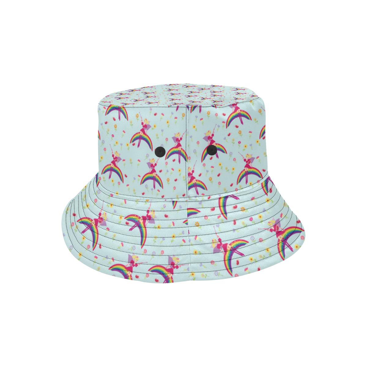 Fairy with Rainbow Print Pattern Unisex Bucket Hat
