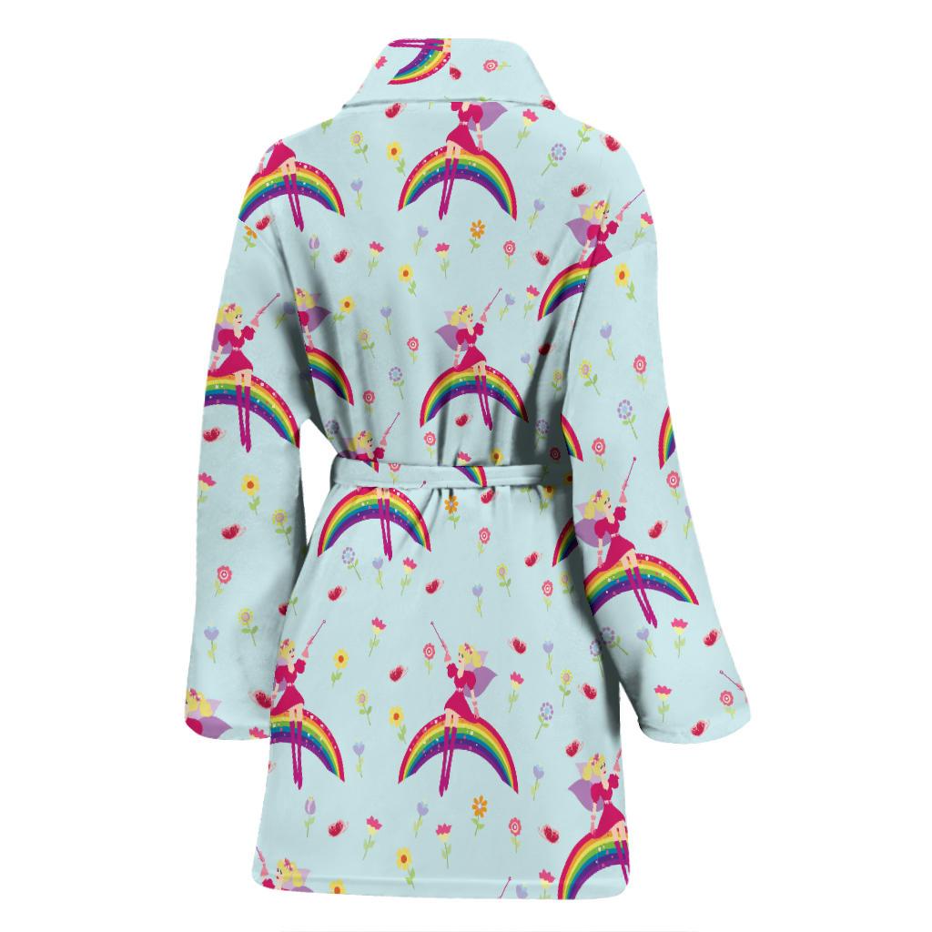 Fairy with Rainbow Print Pattern Women Bath Robe-JTAMIGO.COM