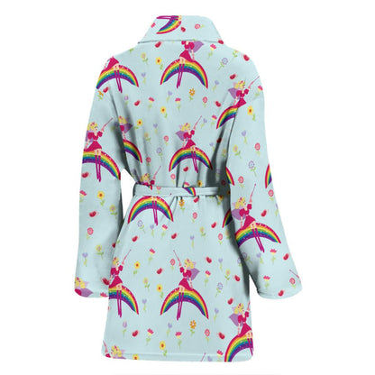 Fairy with Rainbow Print Pattern Women Bath Robe-JTAMIGO.COM